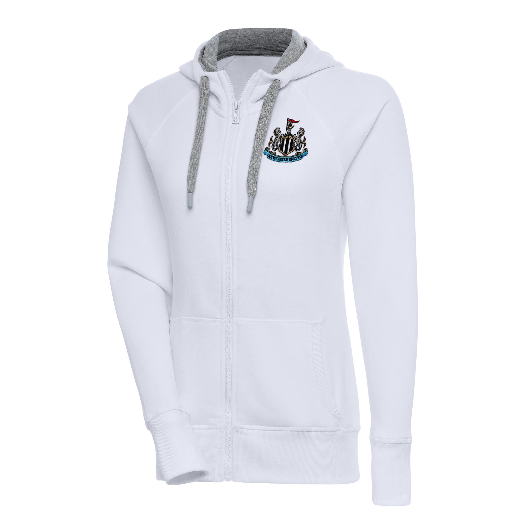 Women's Antigua White Newcastle United Takeover Full-Zip Hoodie