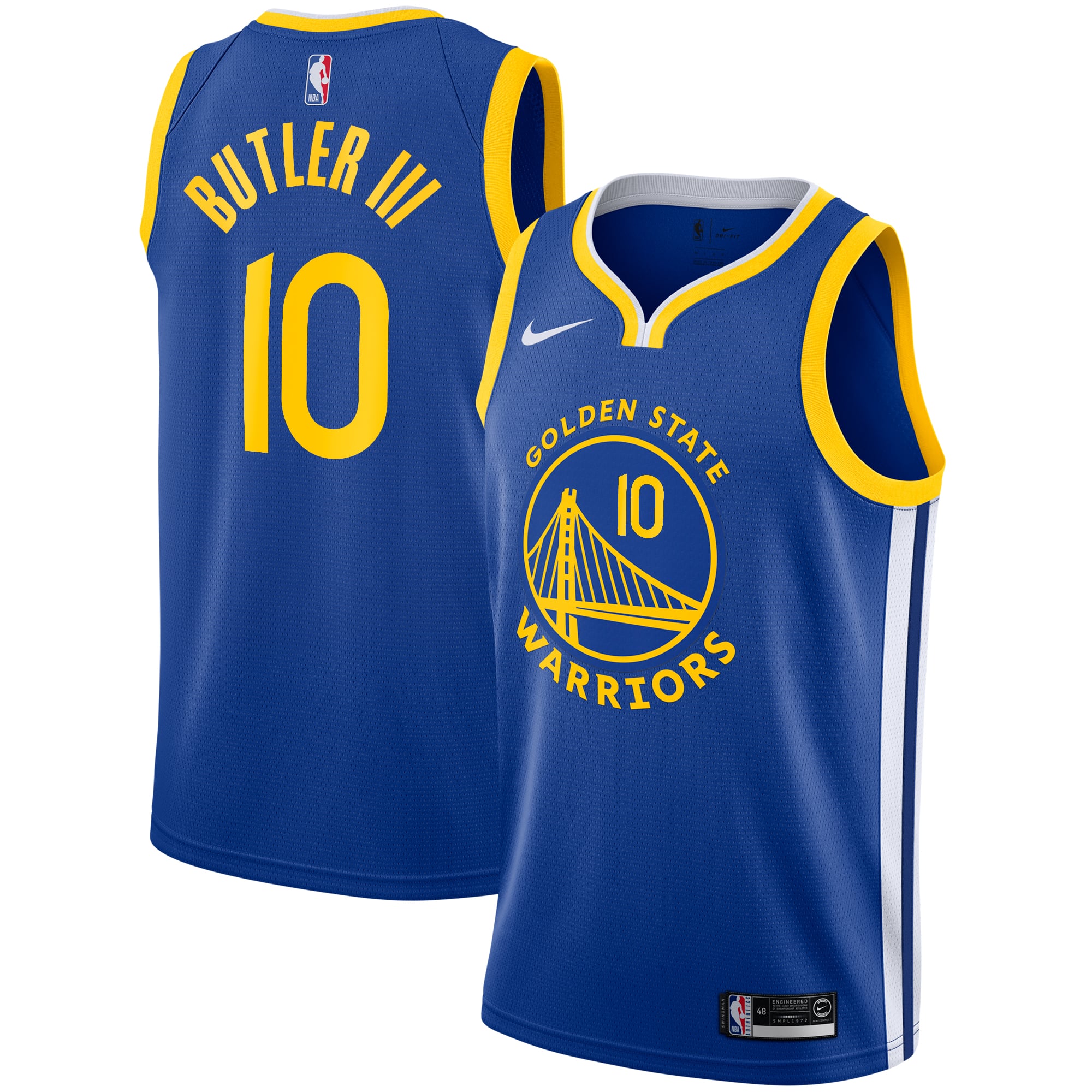 Camiseta Nike Icon Edition Swingman de los Golden State Warriors - Azul real - Jimmy Butler III - Juvenil