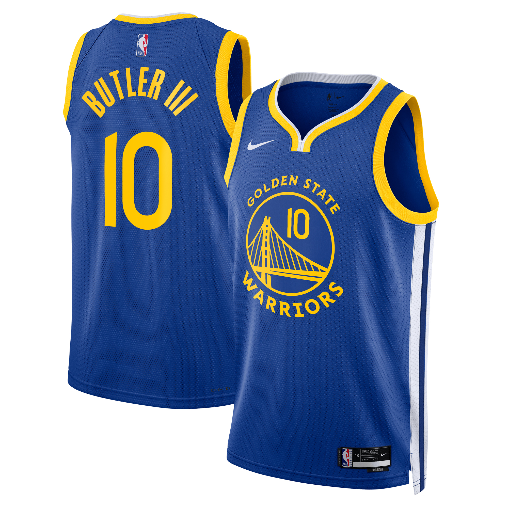Camiseta Nike Icon Edition Swingman de los Golden State Warriors - Azul real - Jimmy Butler III - Unisex
