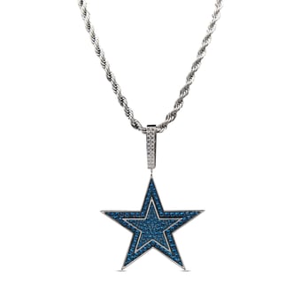 GLD Dallas Cowboys 14K White Gold Logo Pendant & Rope Chain