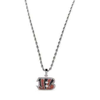 GLD Cincinnati Bengals 14K White Gold Logo Pendant & Rope Chain