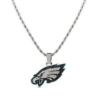 GLD Philadelphia Eagles 14K White Gold Logo Pendant & Rope Chain