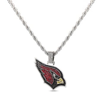 GLD Arizona Cardinals 14K White Gold Logo Pendant & Rope Chain