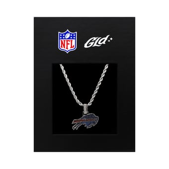 GLD Buffalo Bills 14K White Gold Logo Pendant & Rope Chain