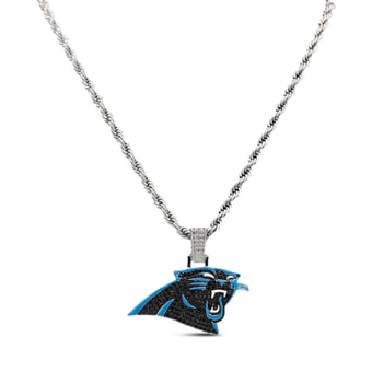 GLD Carolina Panthers 14K White Gold Logo Pendant & Rope Chain