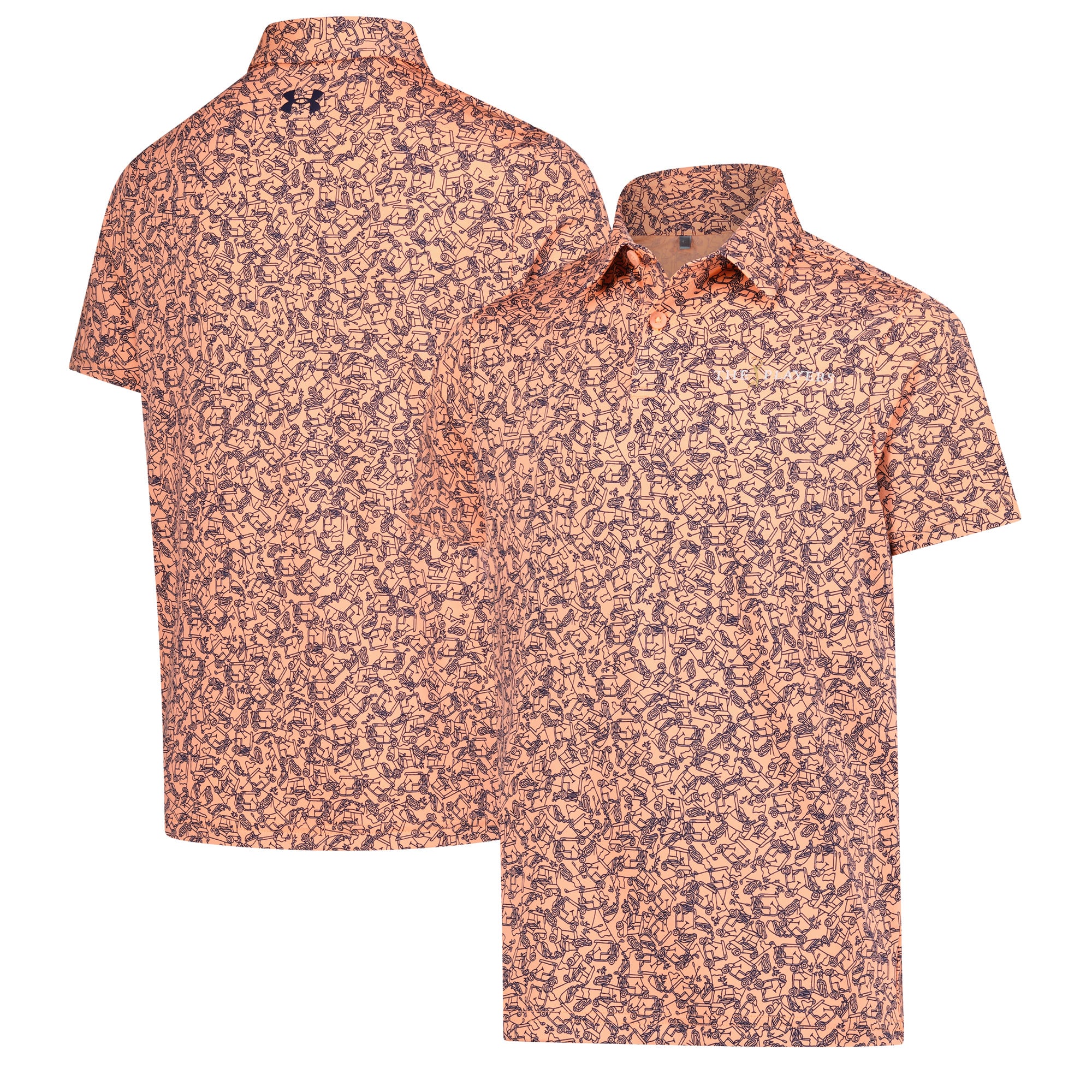 Boys' Youth Under Armour  Orange THE PLAYERS Blade Print Polo