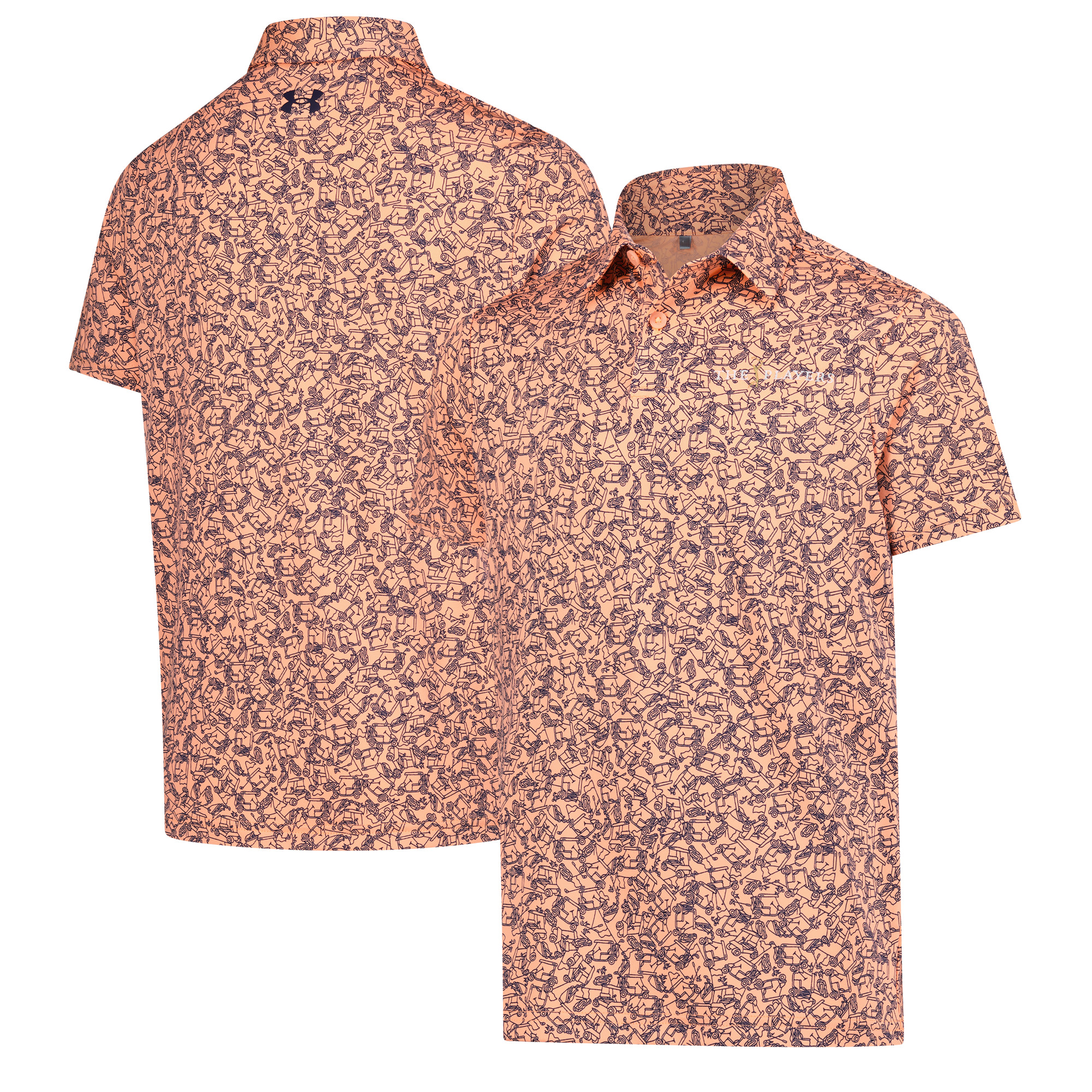 Boys' Youth Under Armour Orange THE PLAYERS Blade Print Polo