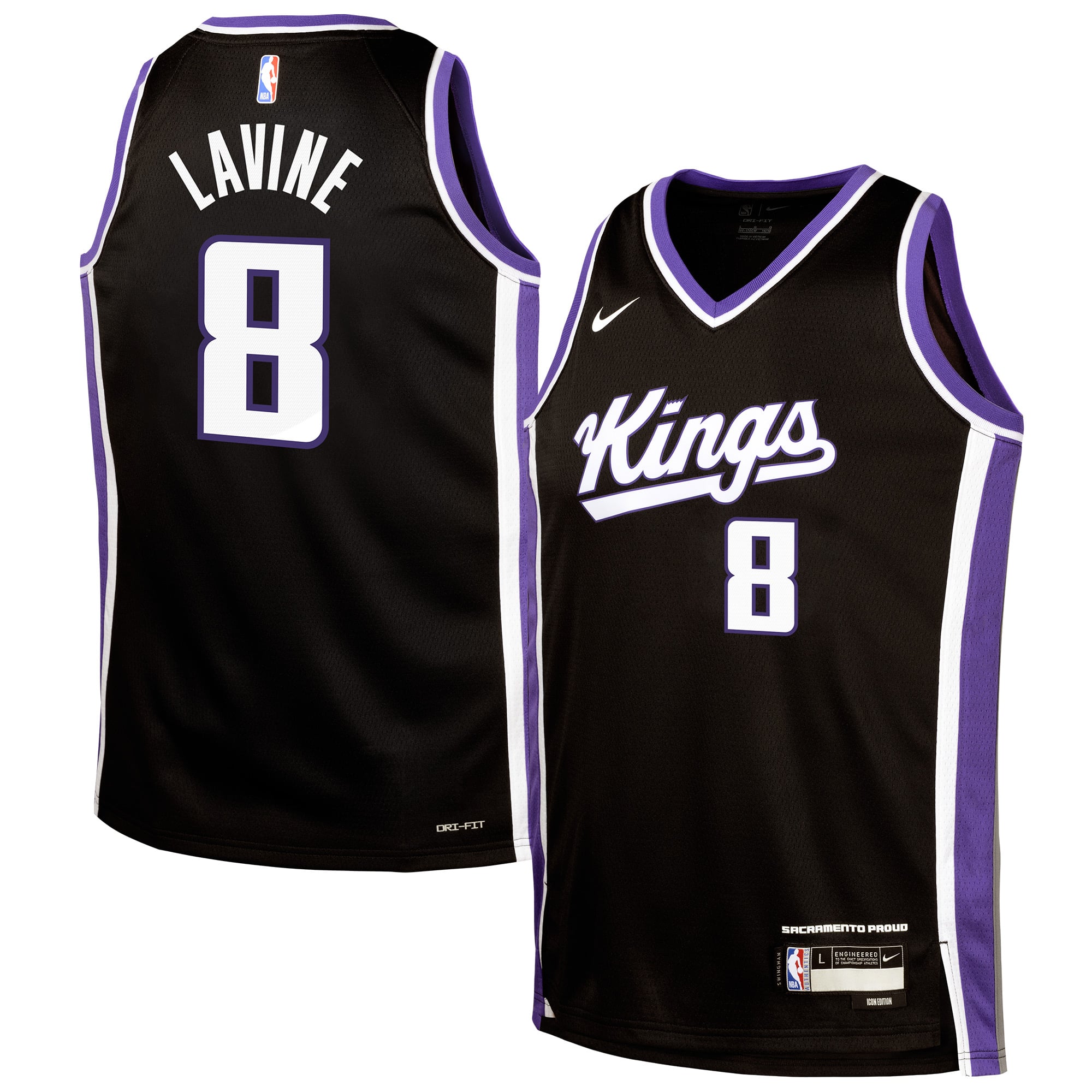Youth Nike Zach LaVine Black Sacramento Kings Swingman Jersey - Icon Edition