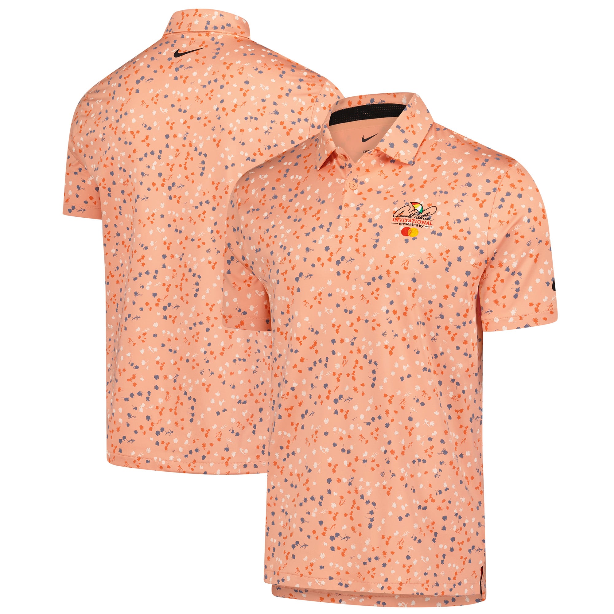 Men's Nike Orange Arnold Palmer Invitational Micro Floral Performance Polo