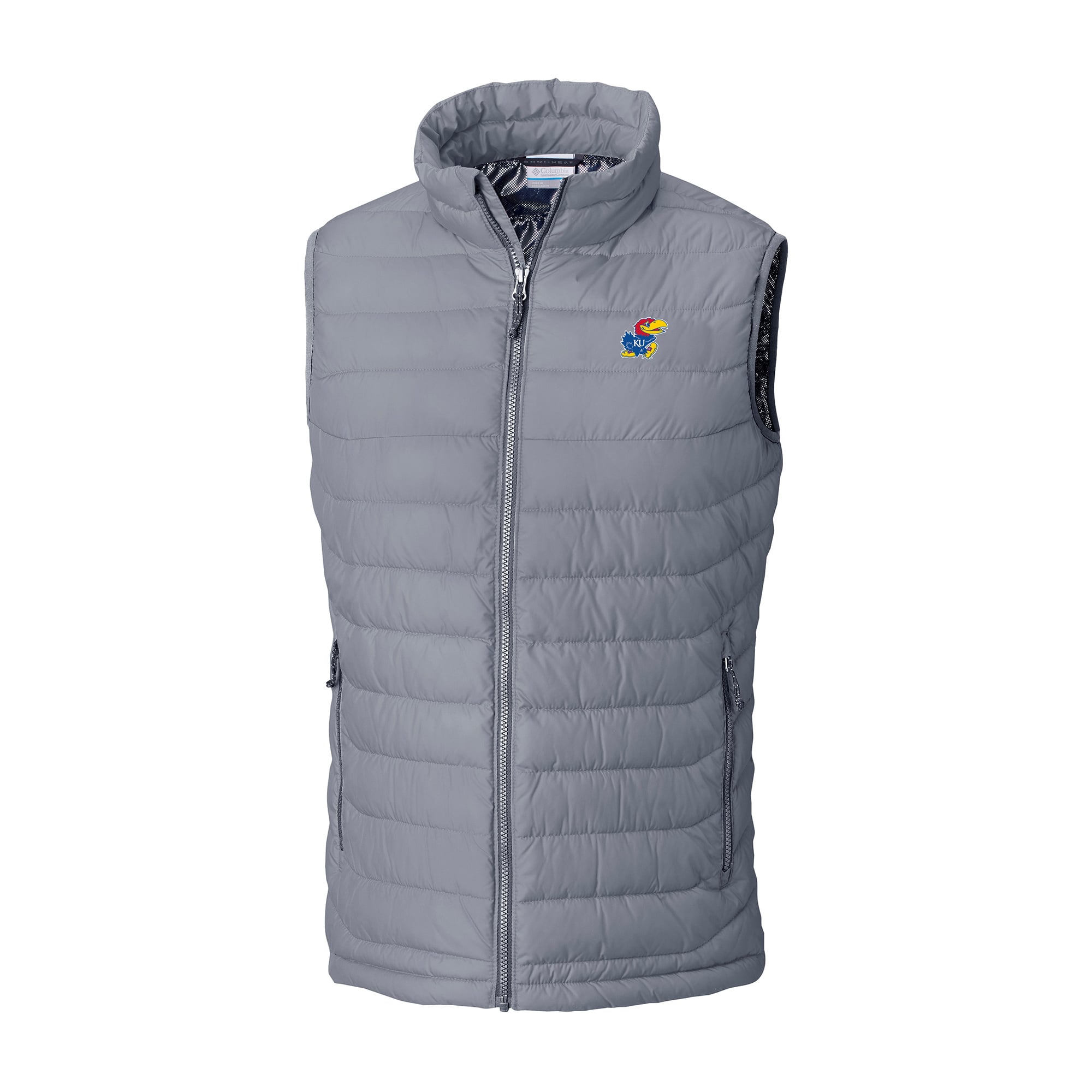 Men's Columbia Gray Kansas Jayhawks Powder Lite Omni-Heat Full-Zip Vest