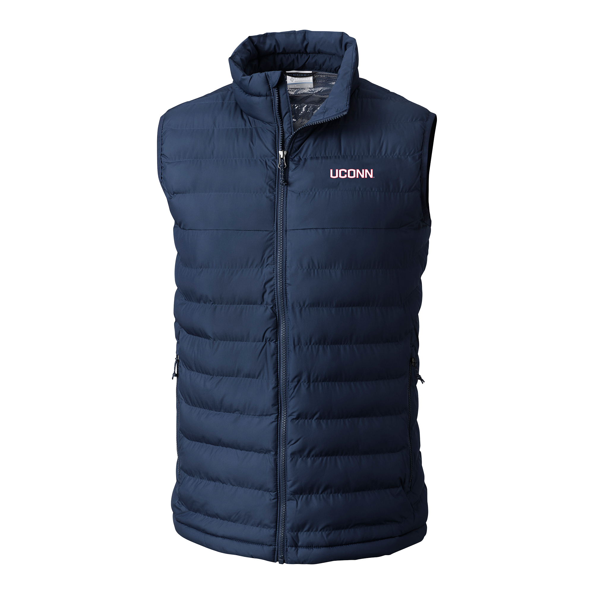 Men's Columbia Navy UConn Huskies Powder Lite Omni-Heat Full-Zip Vest