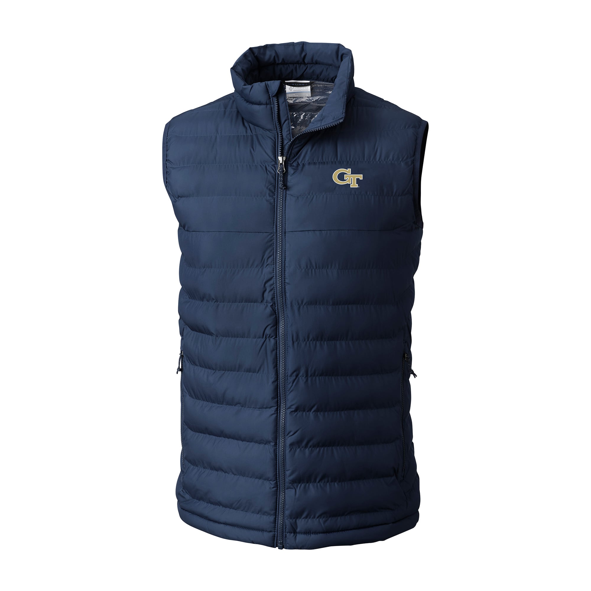 Men's Columbia Navy Georgia Tech Yellow Jackets Powder Lite Omni-Heat Full-Zip Vest