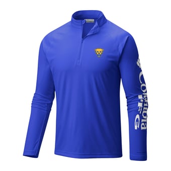 Men's Columbia Blue Pitt Panthers Terminal Tackle Omni-Wick Quarter-Zip Top