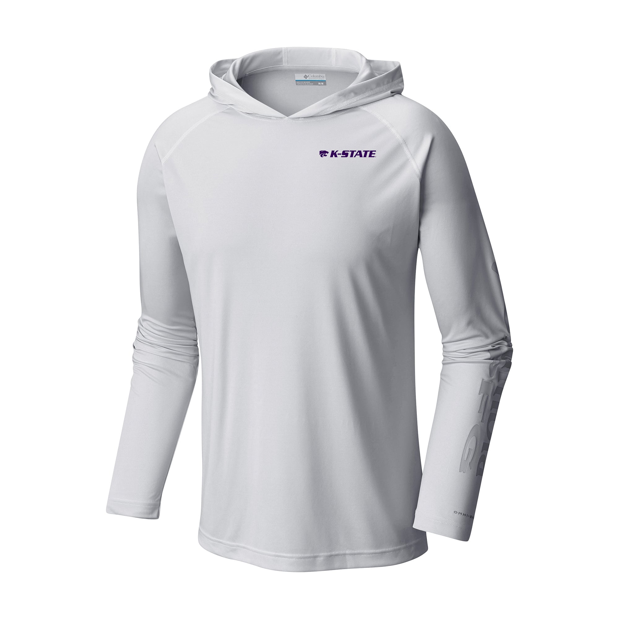 Men's Columbia White Kansas State Wildcats Terminal Tackle Omni-Shade Lightweight Pullover Hoodie