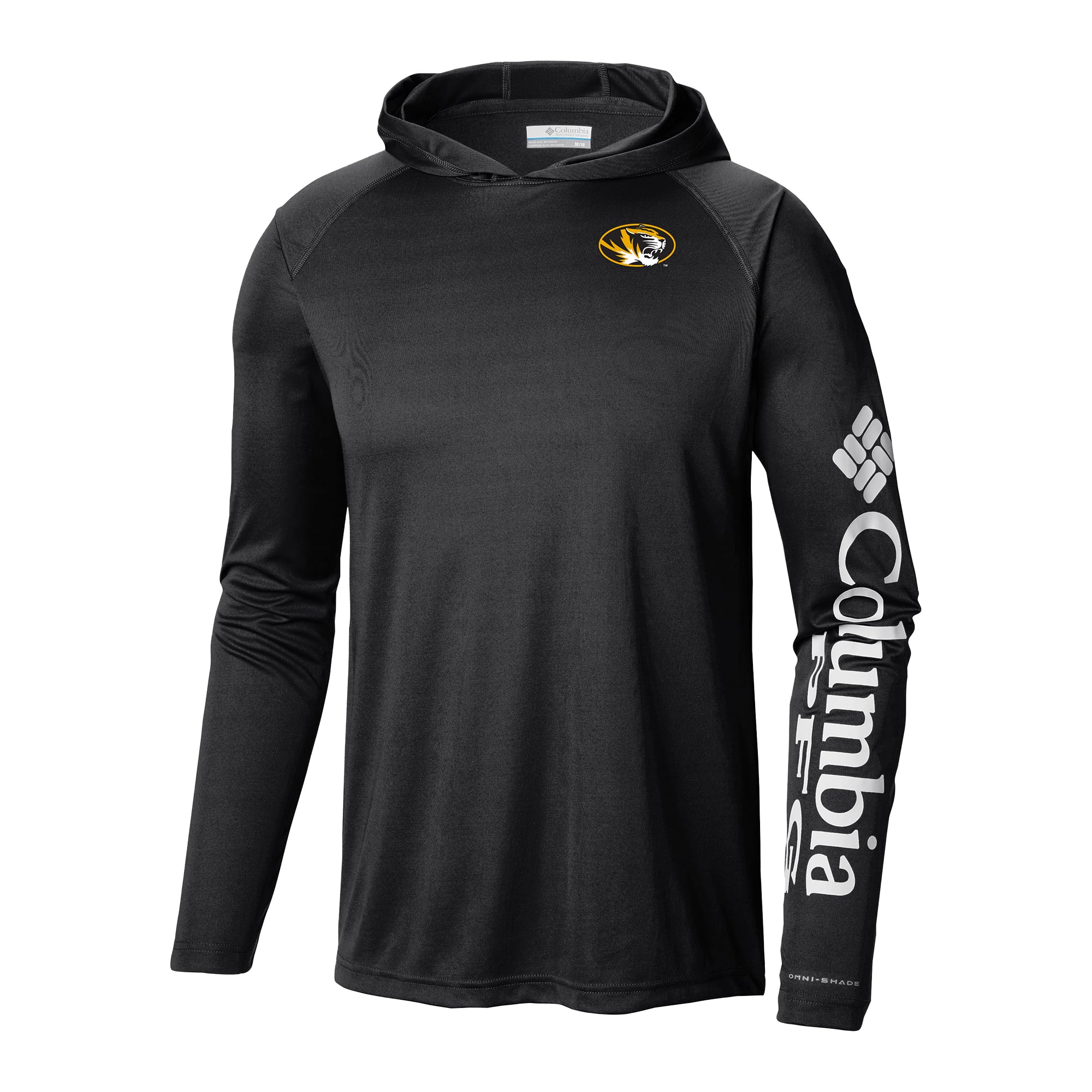 Men's Columbia Black Missouri Tigers Terminal Tackle Omni-Shade Lightweight Pullover Hoodie