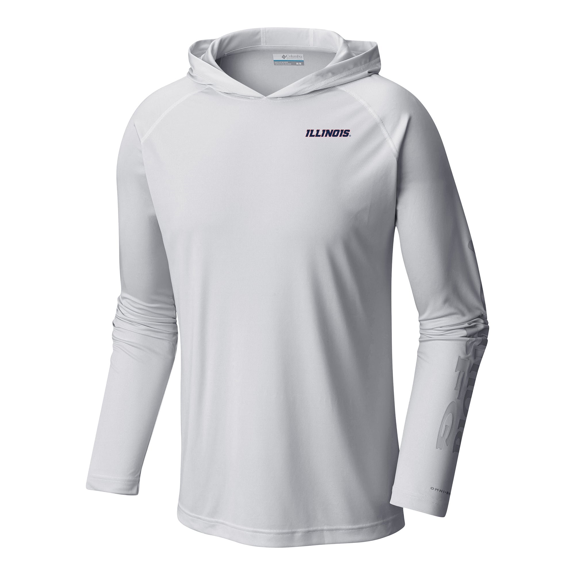 Men's Columbia White Illinois Fighting Illini Terminal Tackle Omni-Shade Lightweight Pullover Hoodie
