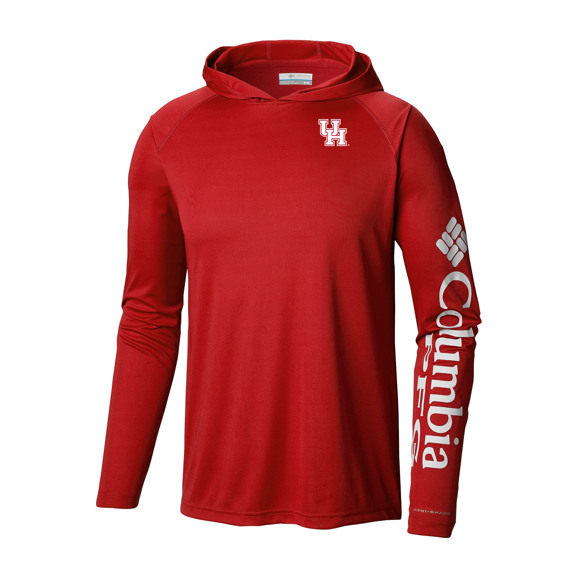 Men's Columbia Red Houston Cougars Terminal Tackle Omni-Shade Lightweight Pullover Hoodie