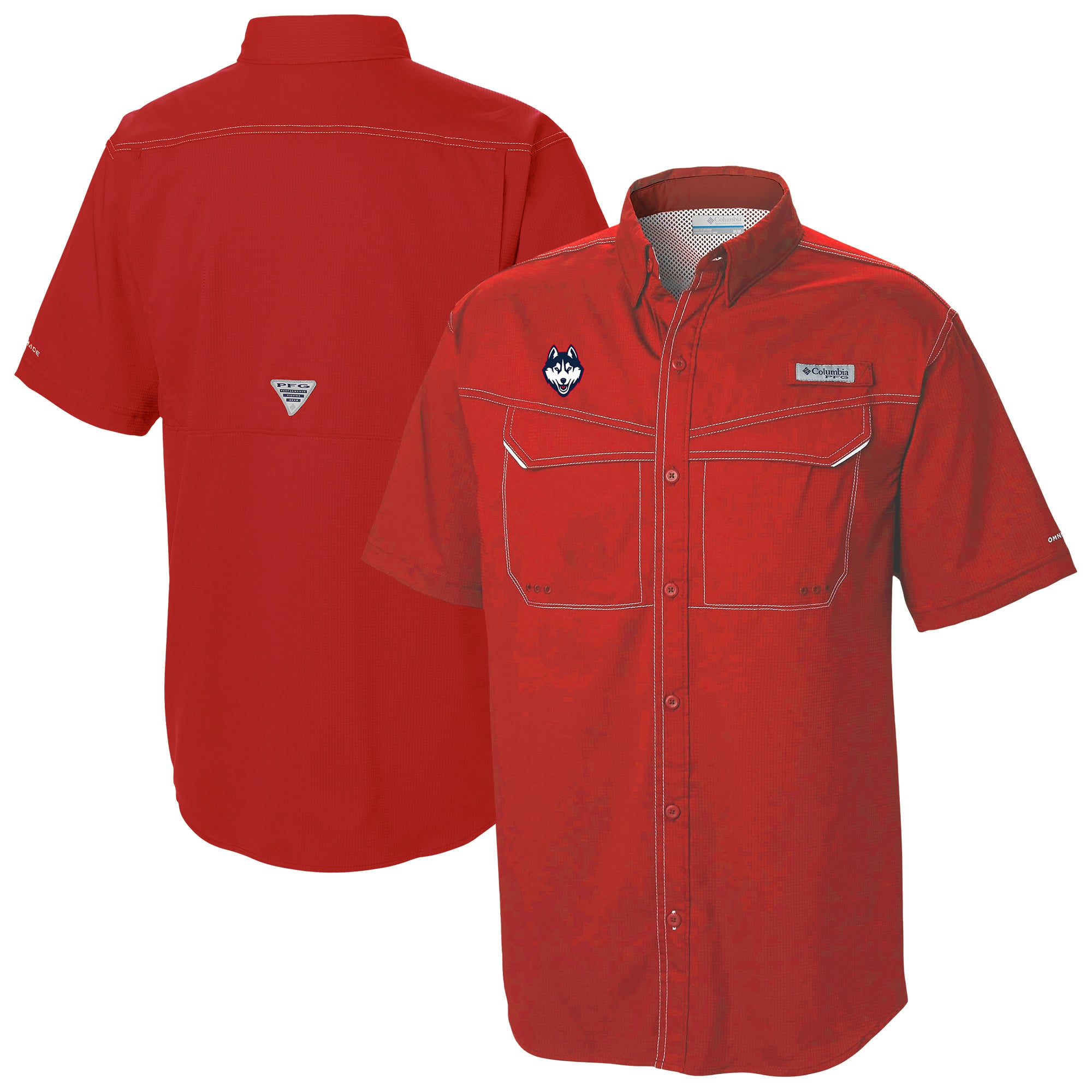 Men's Columbia  Red UConn Huskies Low Drag Offshore Omni-Wick Button-Up Shirt