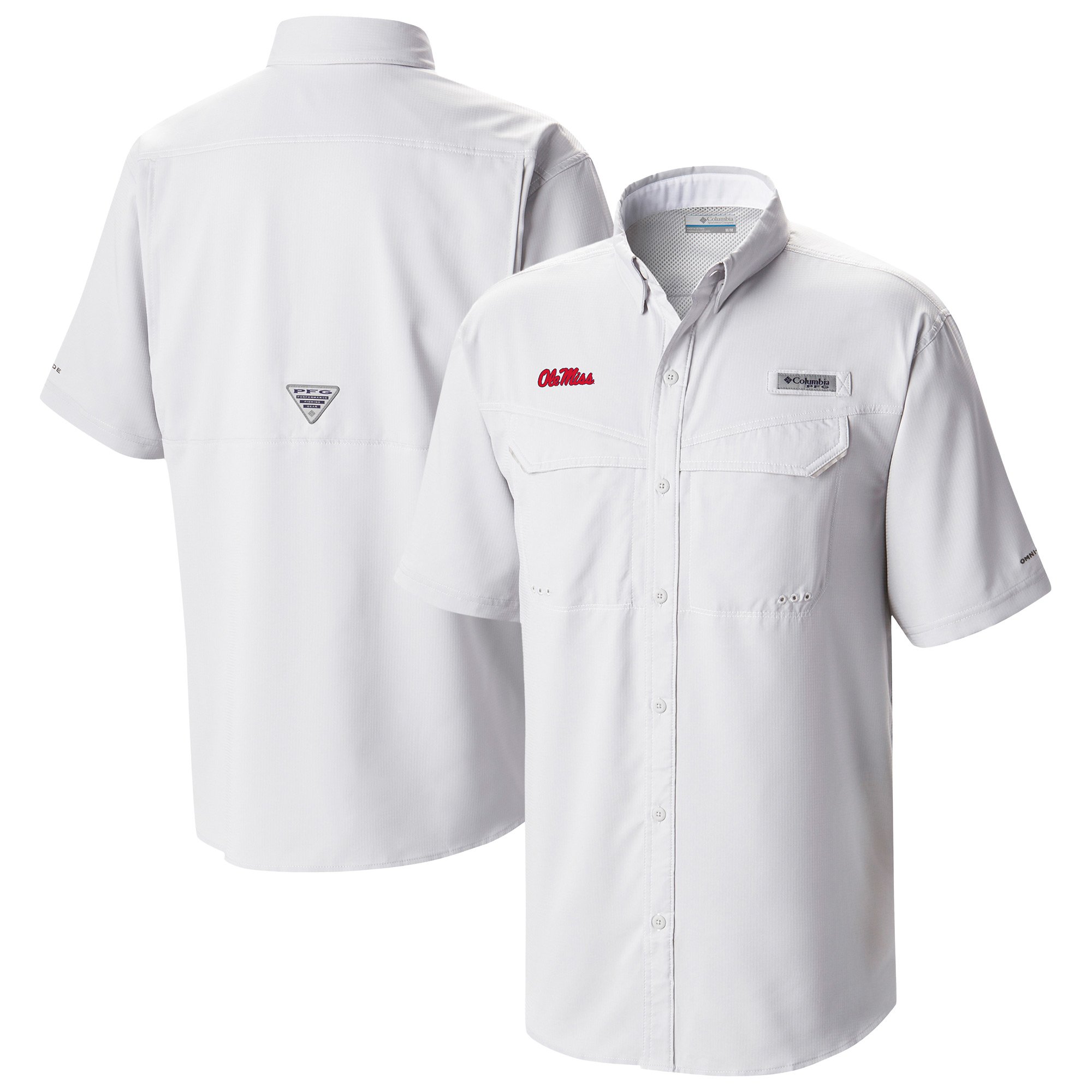Men's Columbia White Ole Miss Rebels Low Drag Offshore Omni-Wick Button-Up Shirt