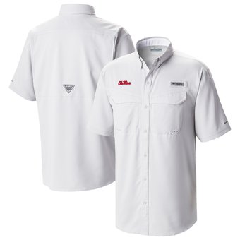 Men's Columbia White Ole Miss Rebels Low Drag Offshore Omni-Wick Button-Up Shirt