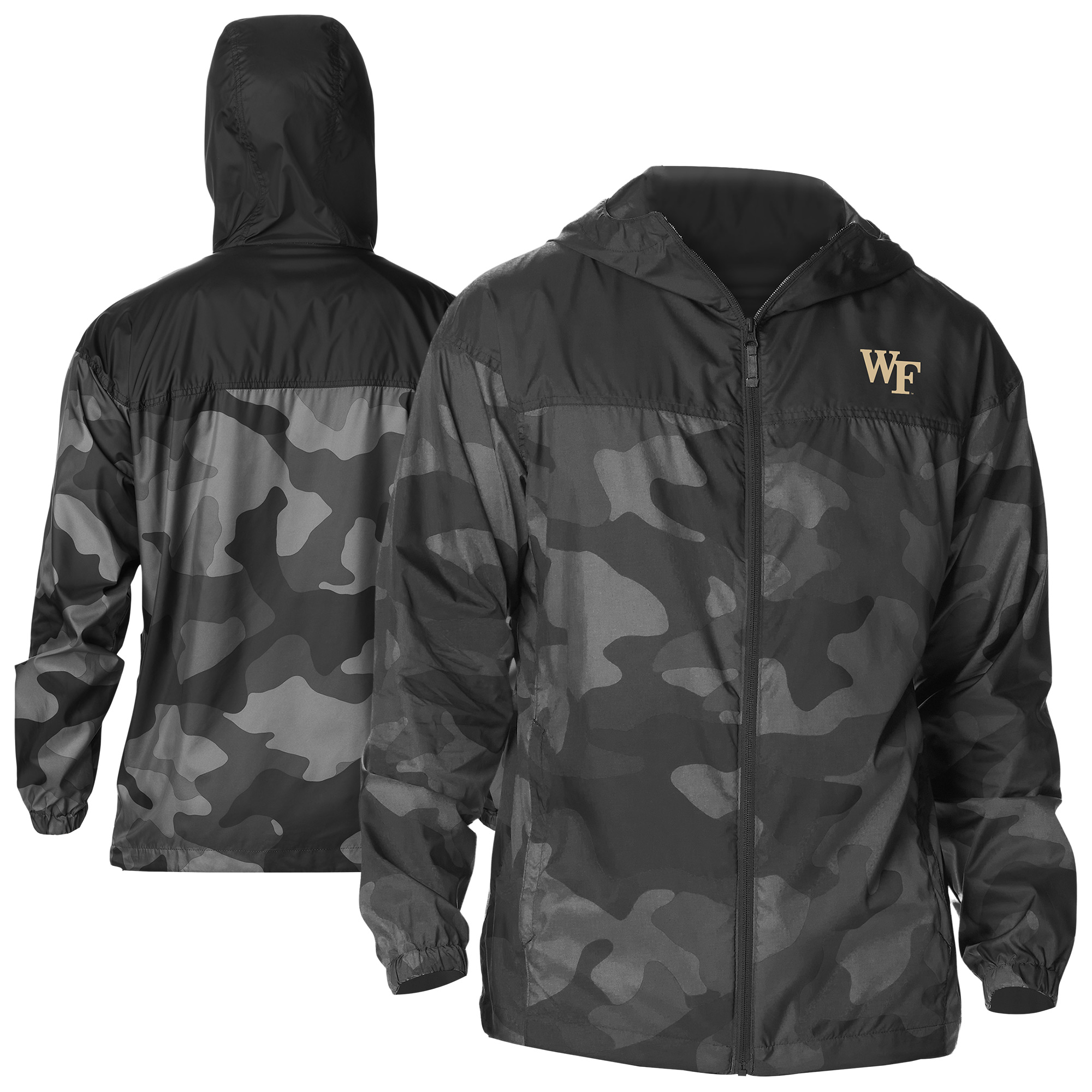Men's Columbia  Black Wake Forest Demon Deacons Flash Challenger Novelty Omni-Tech Full-Zip Windbreaker Jacket