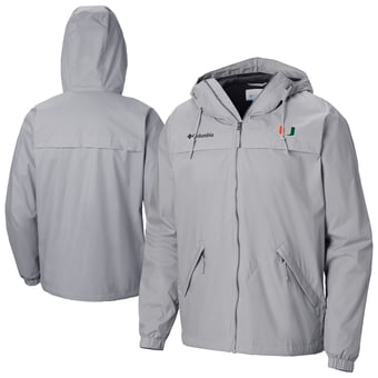 Men's Columbia  Gray Miami Hurricanes Oroville Creek Lined Omni-Tech Full-Zip Jacket