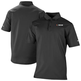 Men's Columbia Black Miami Hurricanes Double Hit Polo