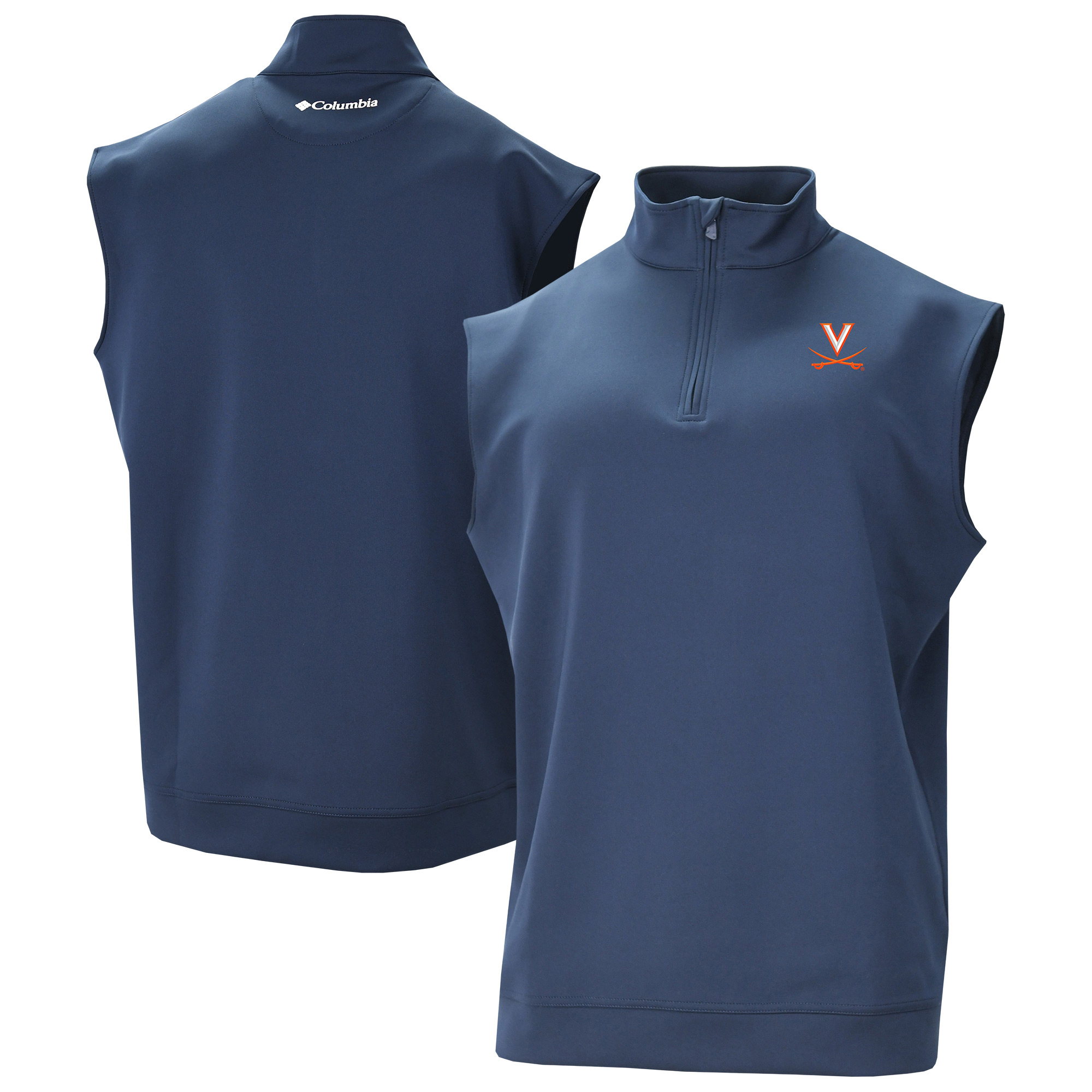 Men's Columbia Navy Virginia Cavaliers Omni-Wick Wickhams Hills Quarter-Zip Vest