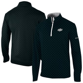 Men's Columbia Black Oklahoma State Cowboys Omni-Wick Printed Wickhams Hills Quarter-Zip Top