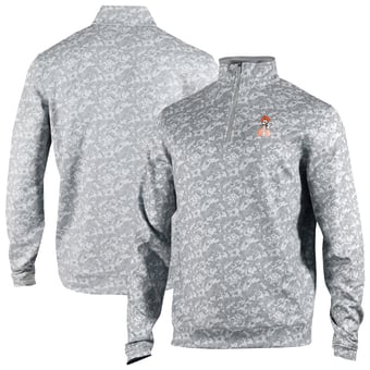 Men's Columbia Gray Oklahoma State Cowboys Omni-Wick Printed Wickhams Hills Quarter-Zip Top