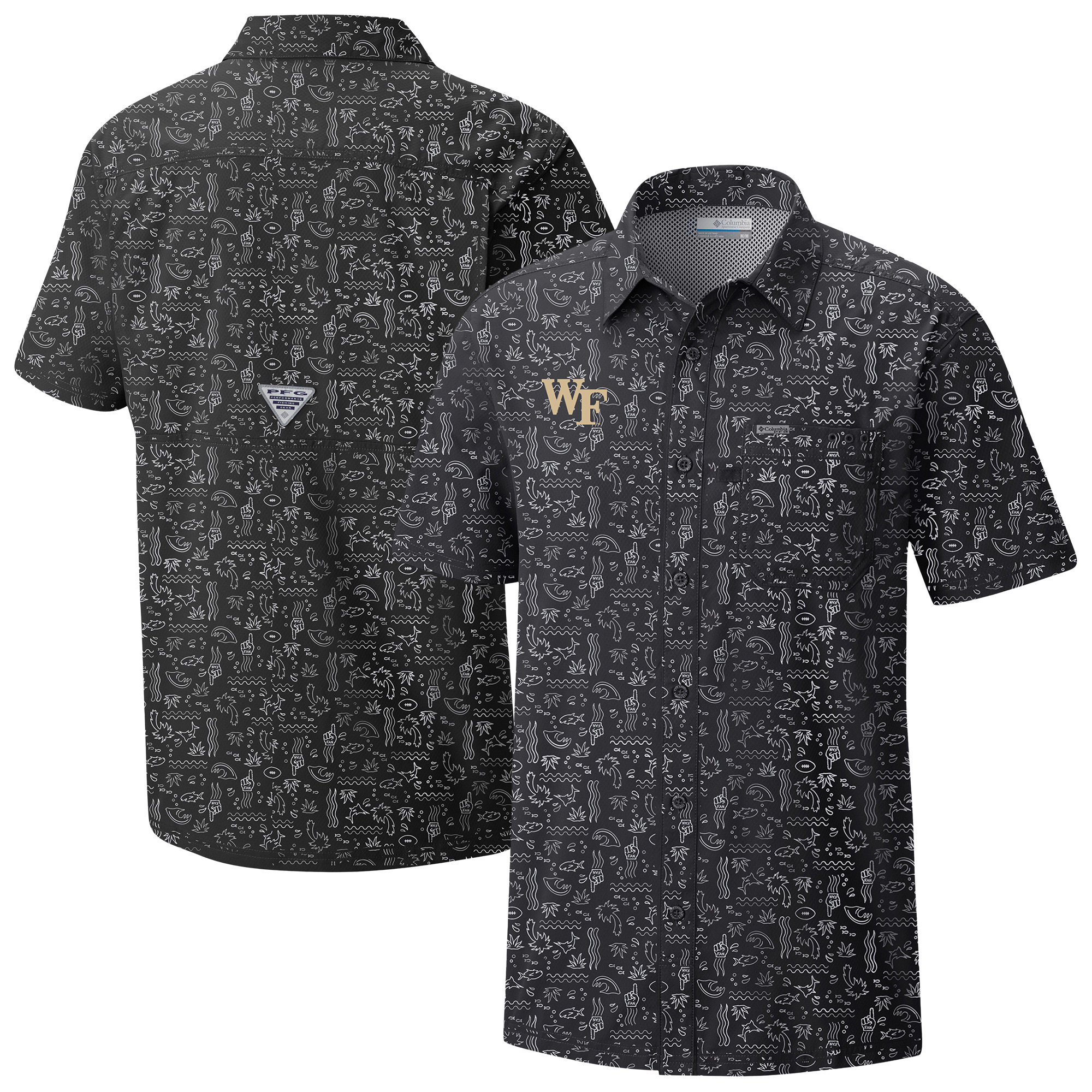 Men's Columbia Black Wake Forest Demon Deacons Super Slack Tide Omni-Wick Button-Up Shirt