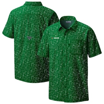 Men's Columbia Green Miami Hurricanes Super Slack Tide Omni-Wick Button-Up Shirt