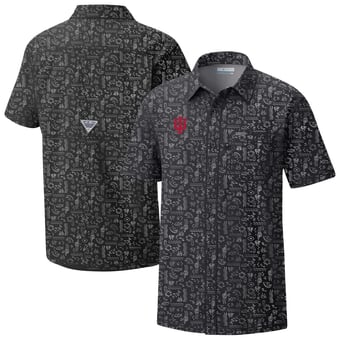 Men's Columbia Black Indiana Hoosiers Super Slack Tide Omni-Wick Button-Up Shirt