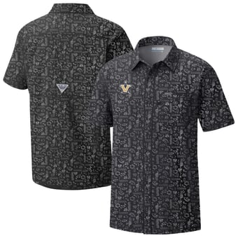 Men's Columbia Black Vanderbilt Commodores Super Slack Tide Omni-Wick Button-Up Shirt