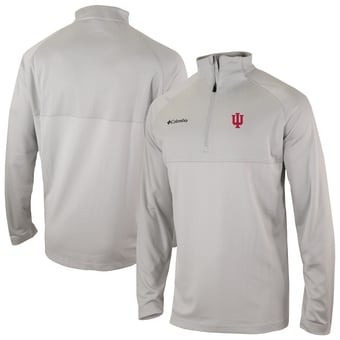 Men's Columbia Gray Indiana Hoosiers Omni-Wick Raglan Rockin' It Quarter-Zip Top