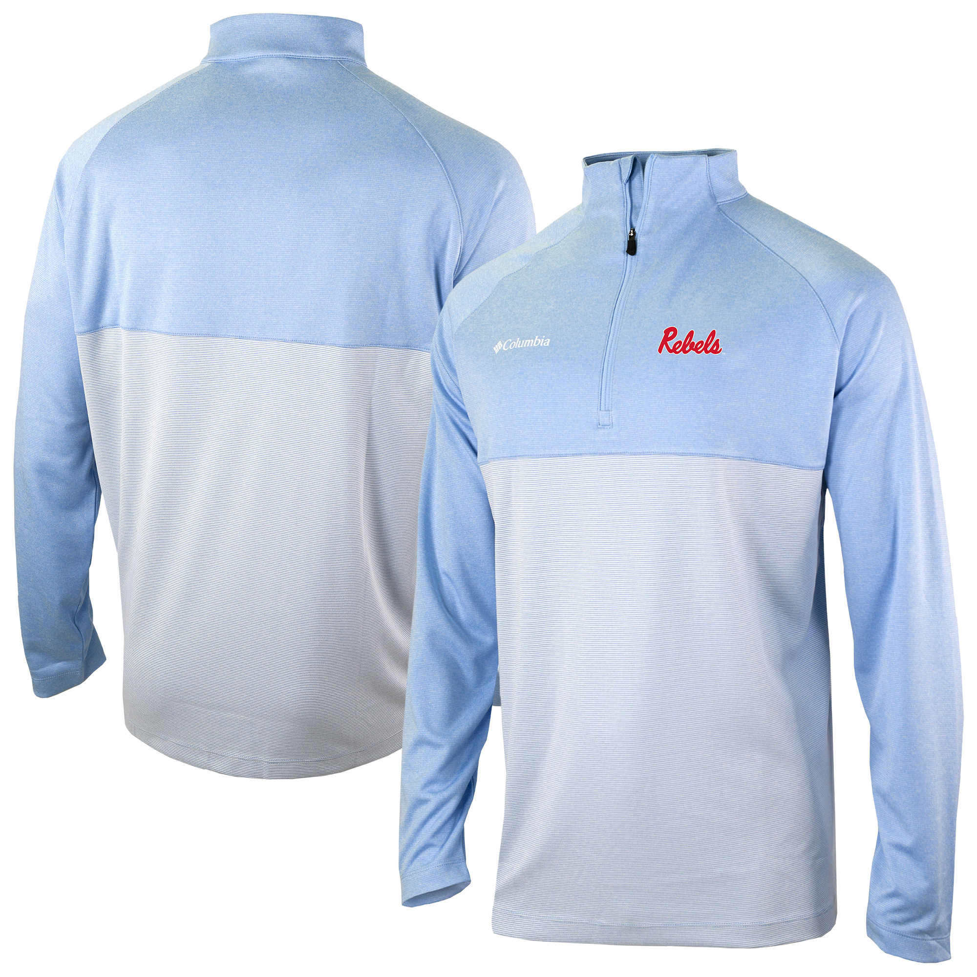 Men's Columbia Powder Blue Ole Miss Rebels Omni-Wick Raglan Rockin' It Quarter-Zip Top