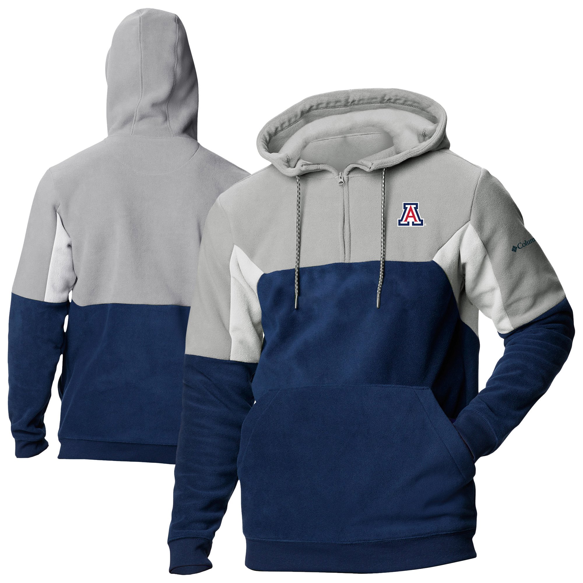 Men's Columbia Navy Arizona Wildcats Lodge Fleece Quarter-Zip Hoodie
