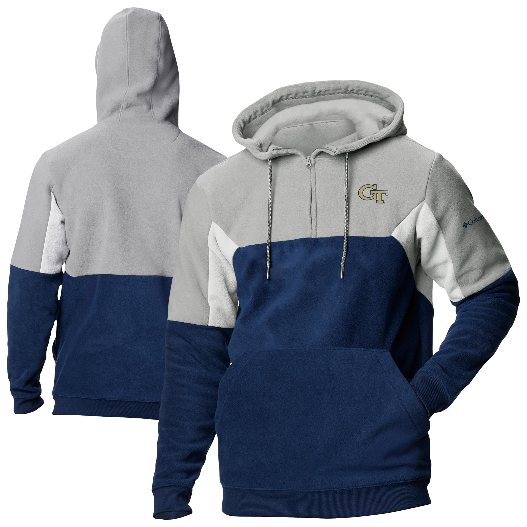 Men's Columbia Navy Georgia Tech Yellow Jackets Lodge Fleece Quarter-Zip Hoodie