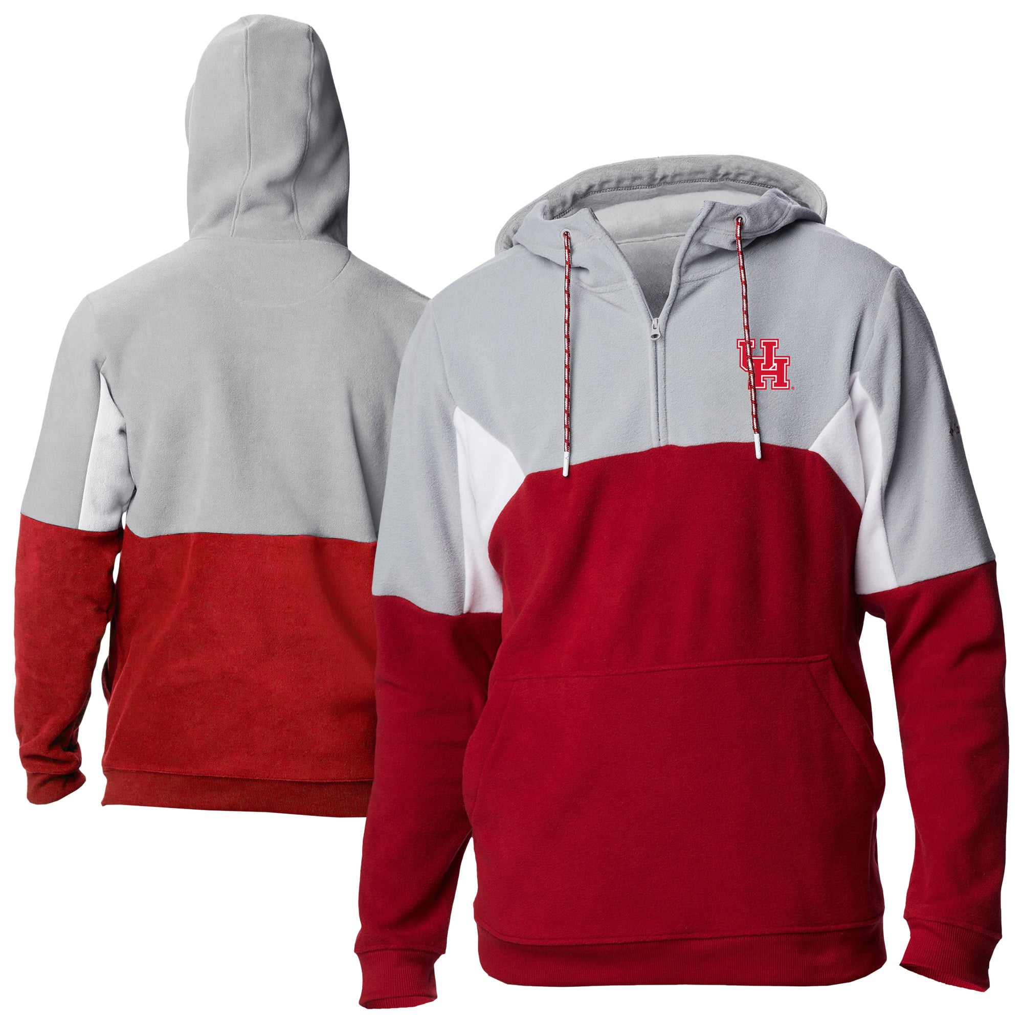 Men's Columbia Red Houston Cougars Lodge Fleece Quarter-Zip Hoodie