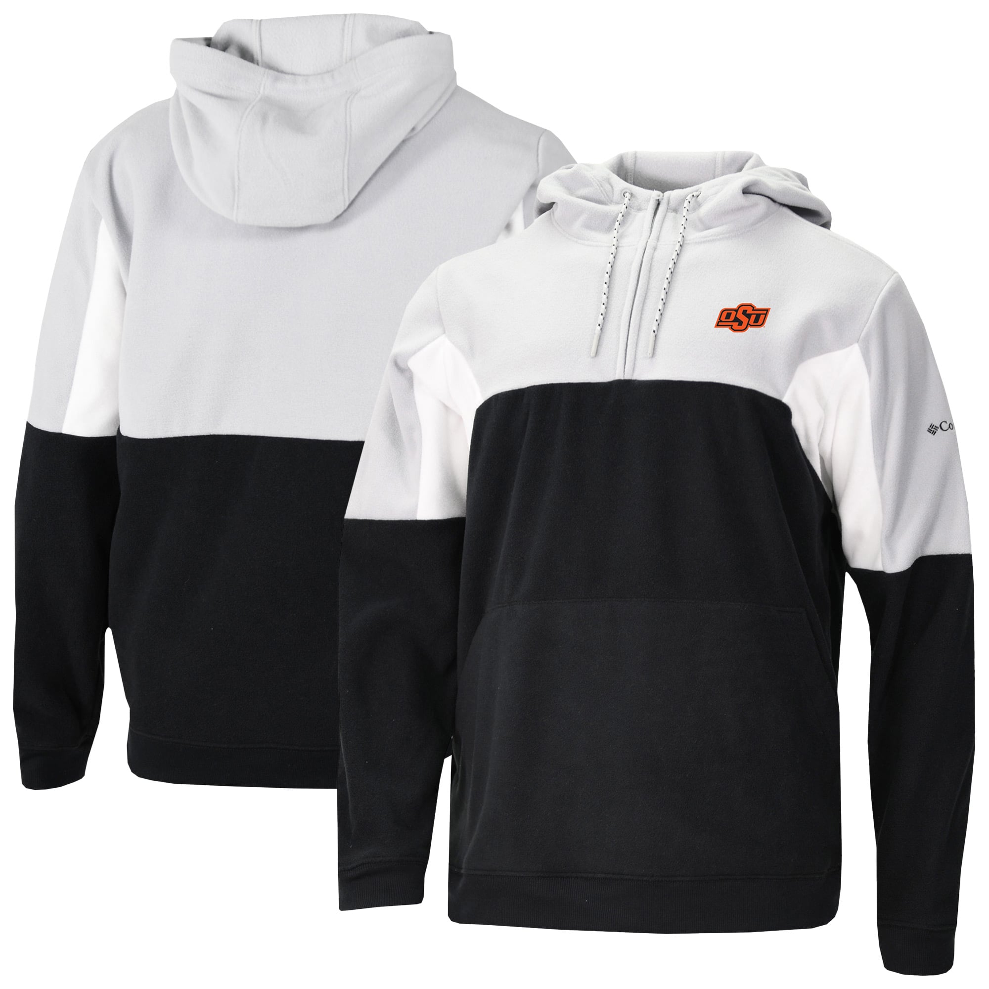 Men's Columbia Black Oklahoma State Cowboys Lodge Fleece Quarter-Zip Hoodie