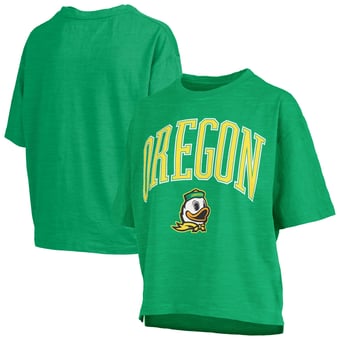 Women's Pressbox Green Oregon Ducks Oversized Nelson Arch Over Logo Slub T-Shirt