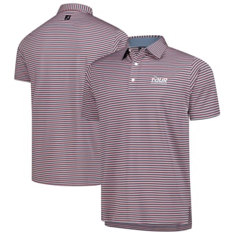 Men's FootJoy Red TOUR Championship Balance Stripe Lisle ProDry Polo