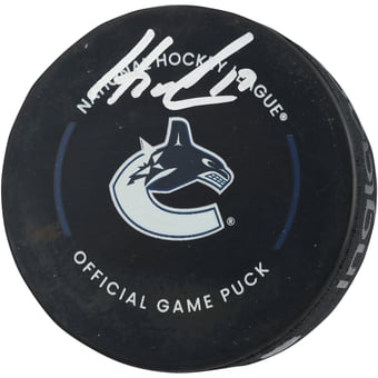 Filip Hronek Vancouver Canucks Autographed Official Game Puck
