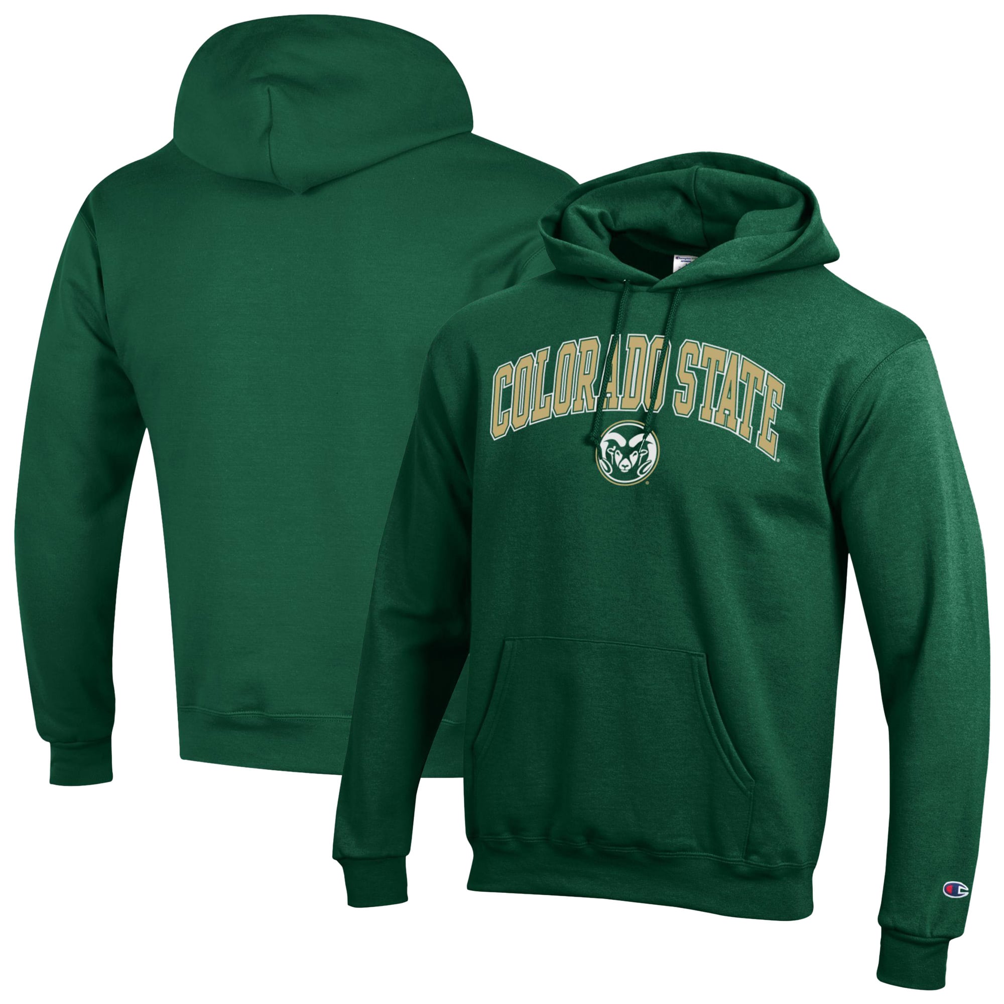 Men's Champion  Green Colorado State Rams Arch Over Logo Pullover Hoodie