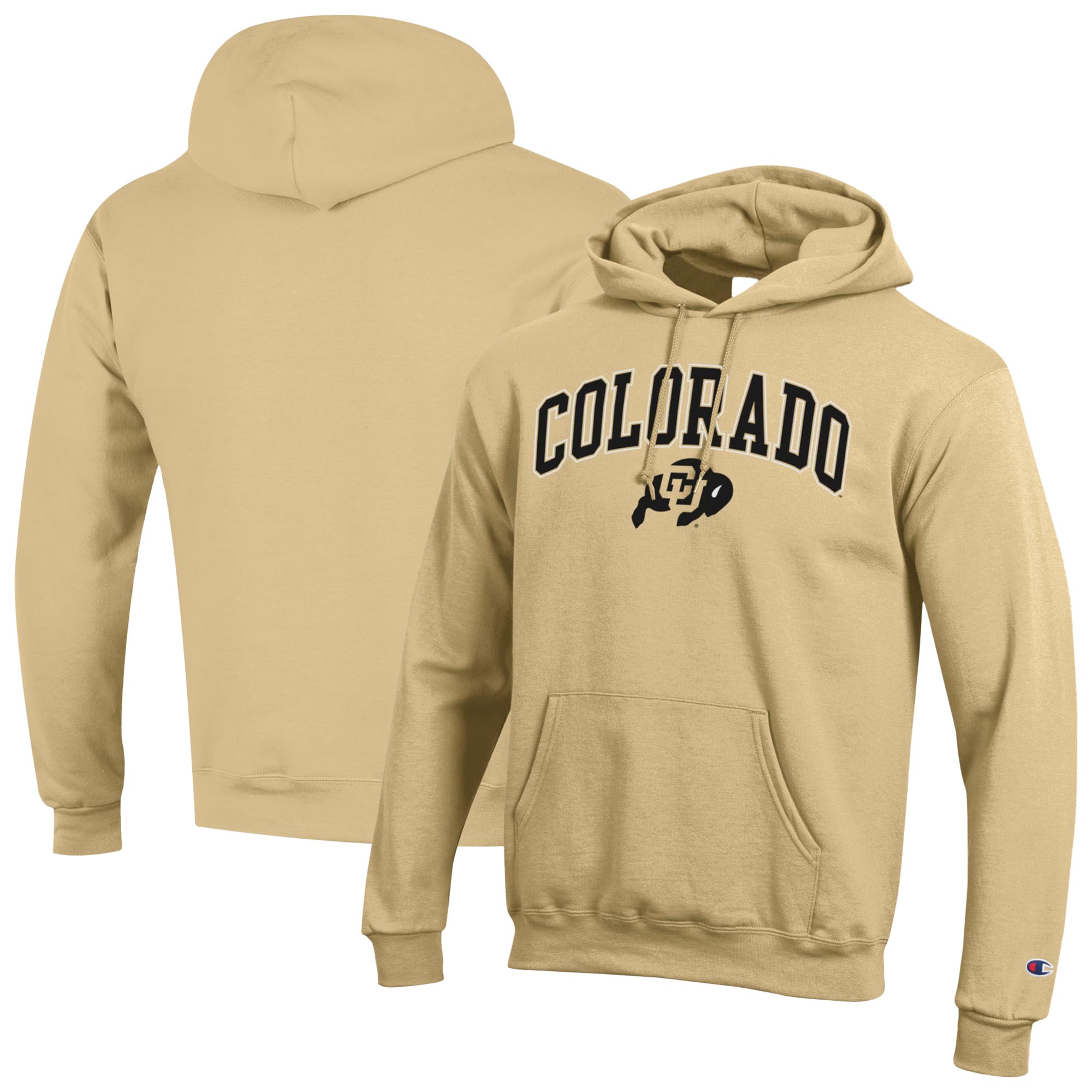 Men's Champion  Vegas Gold Colorado Buffaloes Arched Logo Fleece Pullover Hoodie
