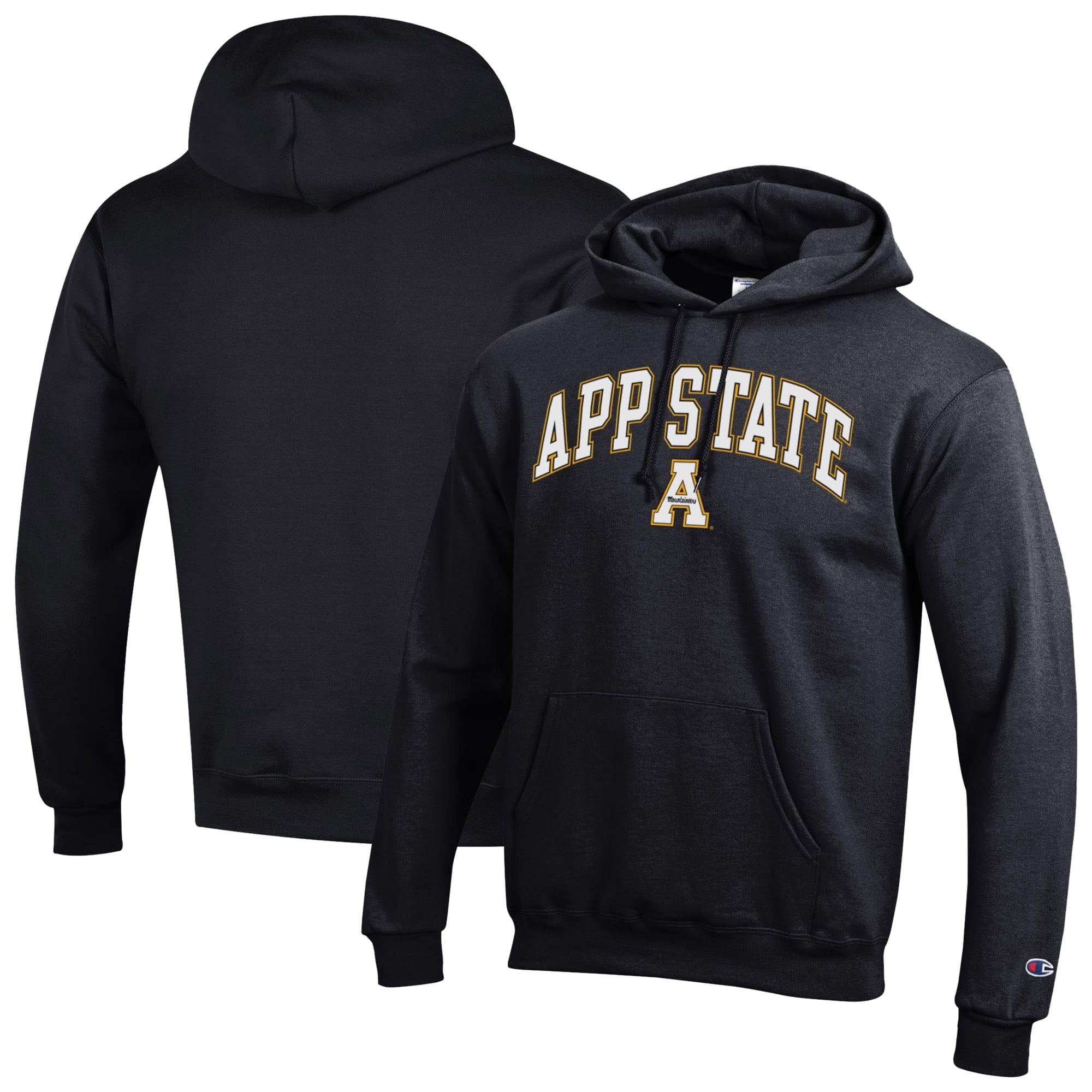 Men's Champion  Black Appalachian State Mountaineers Arch Over Logo Pullover Hoodie