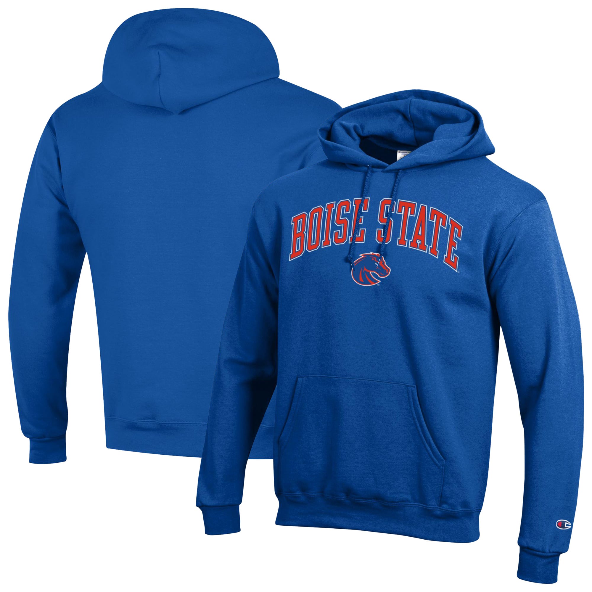 Men's Champion  Royal Boise State Broncos Arched Logo Fleece Pullover Hoodie