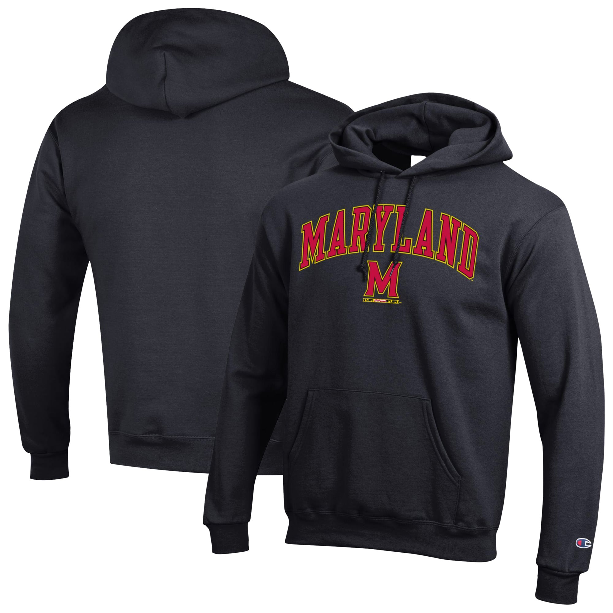 Men's Champion  Black Maryland Terrapins Arch Over Logo Pullover Hoodie