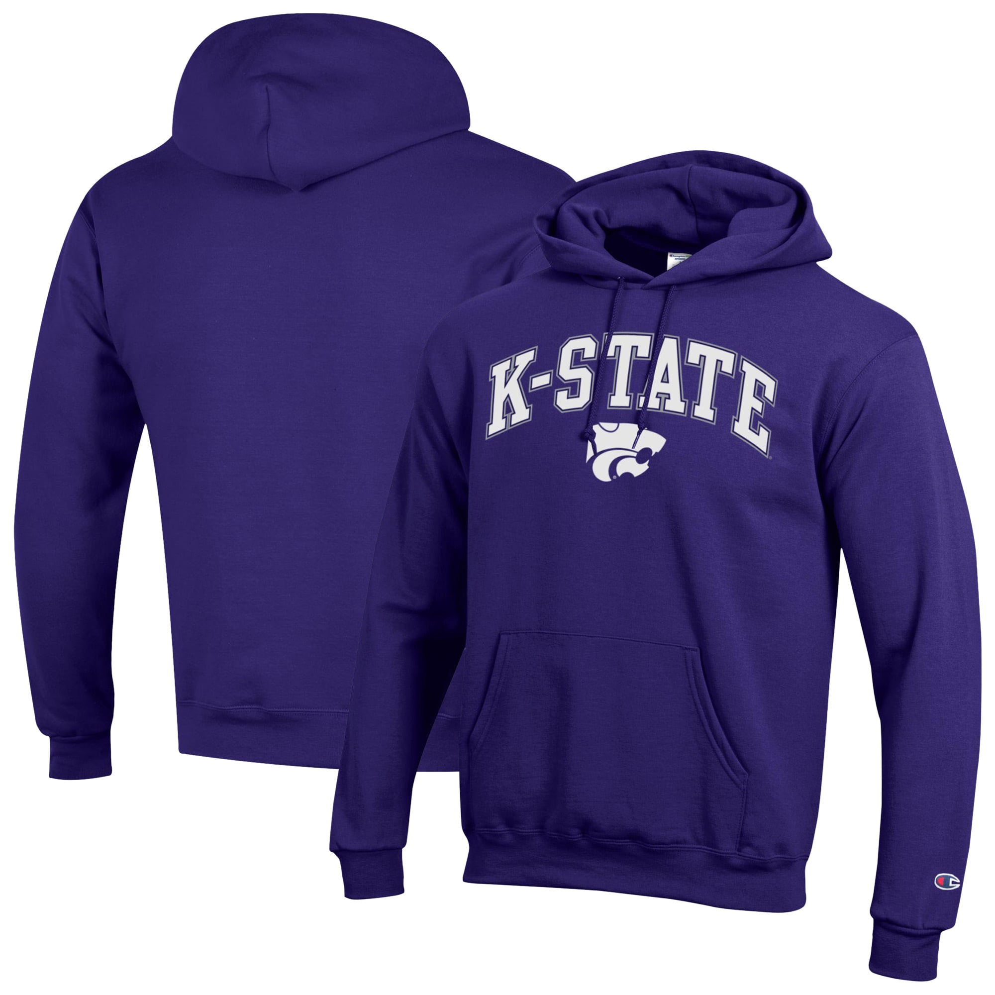 Men's Champion  Purple Kansas State Wildcats Arch Over Logo Pullover Hoodie