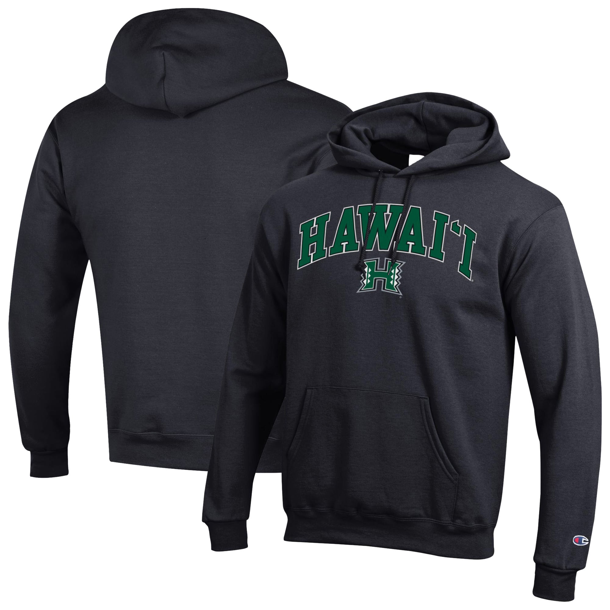 Men's Champion  Black Hawaii Rainbow Warriors Arched Logo Fleece Pullover Hoodie